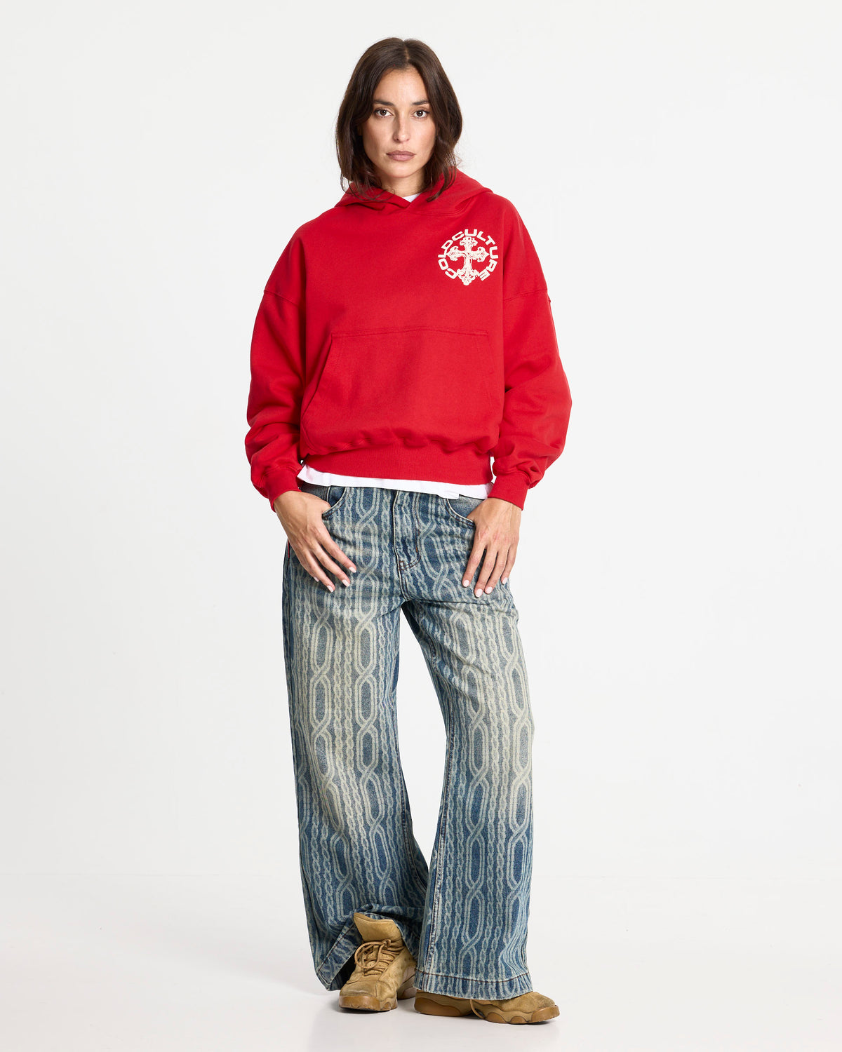 DISCHARGE HOODIE RED - Cold Culture #woman