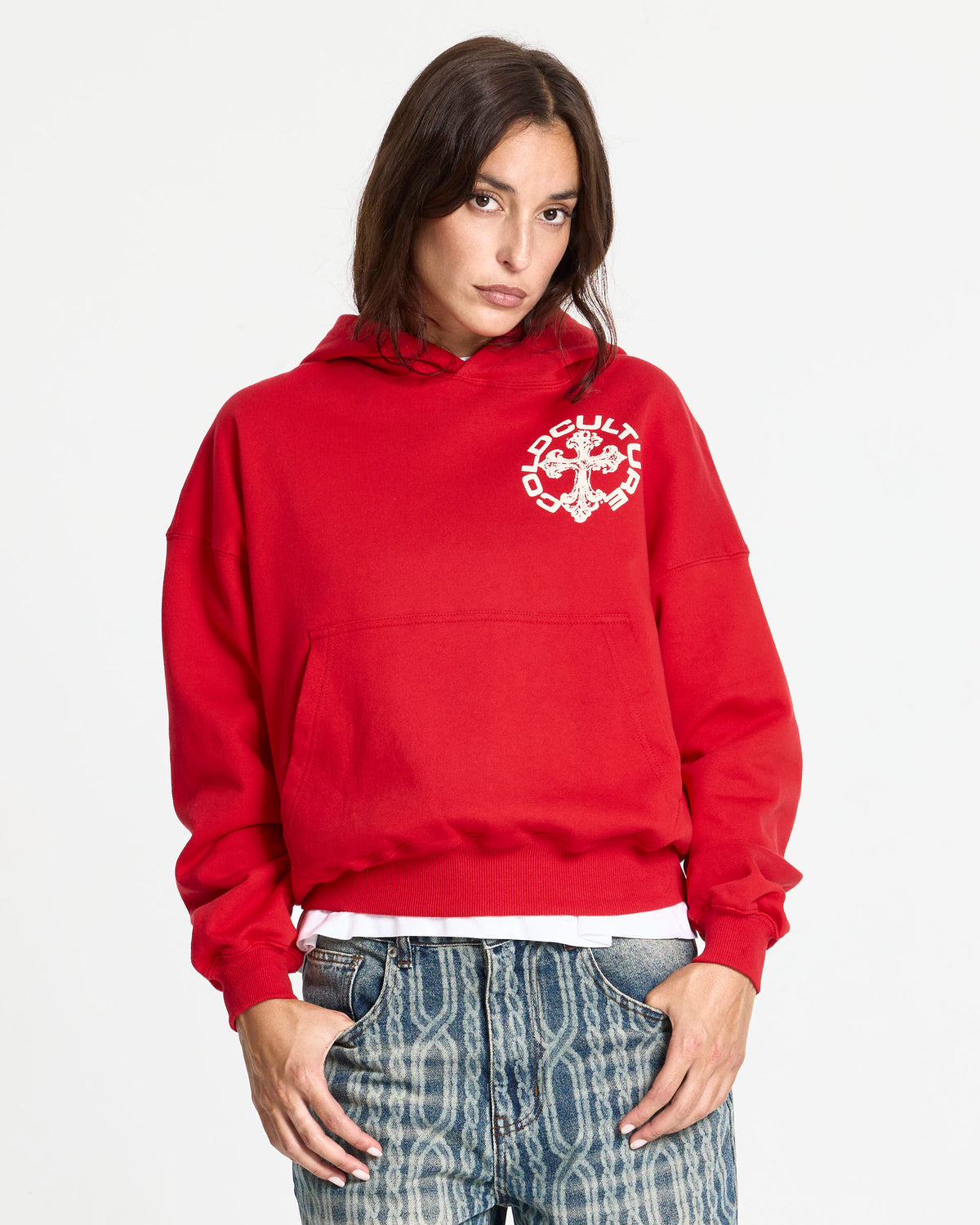 DISCHARGE HOODIE RED - Cold Culture #woman