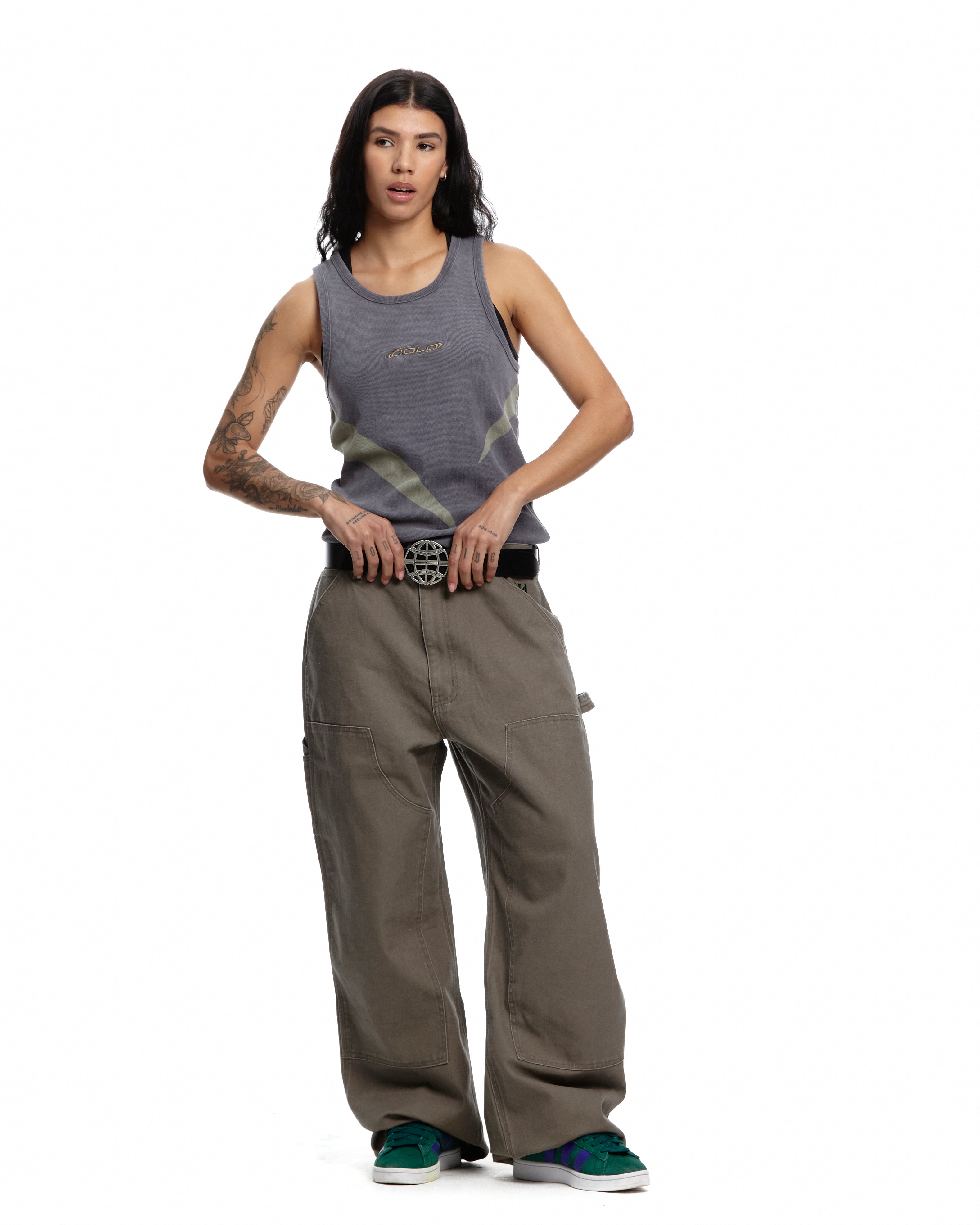 V1 DOUBLE KNEE PANTS STONE-WASHED MOLE BROWN