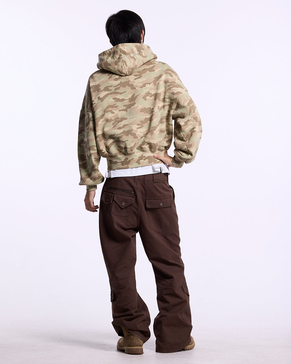 CROSSED DISTRESS HOODIE CAMO