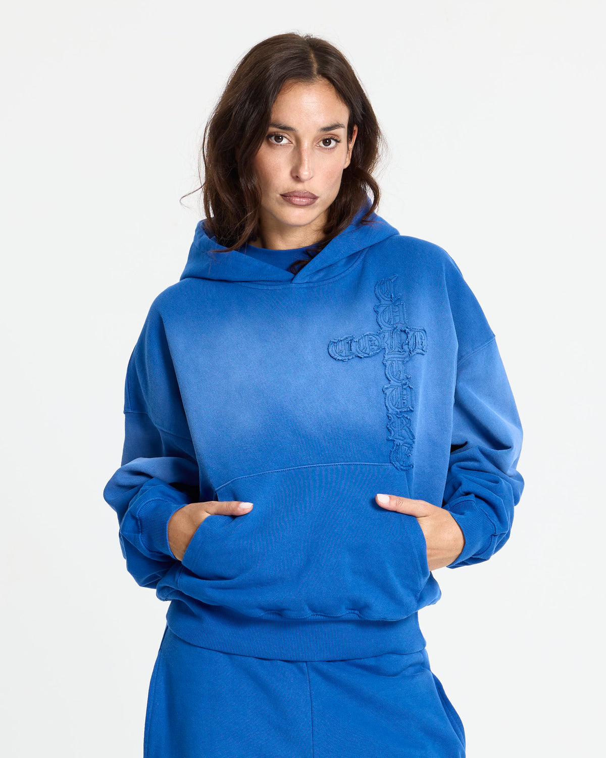 CROSSED HOODIE BLUE - Cold Culture #woman