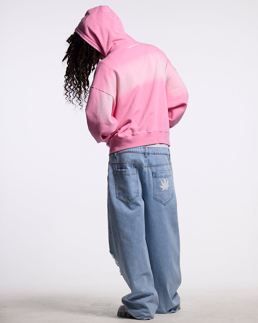 CROSSED SCRIPT ZIP HOODIE PINK