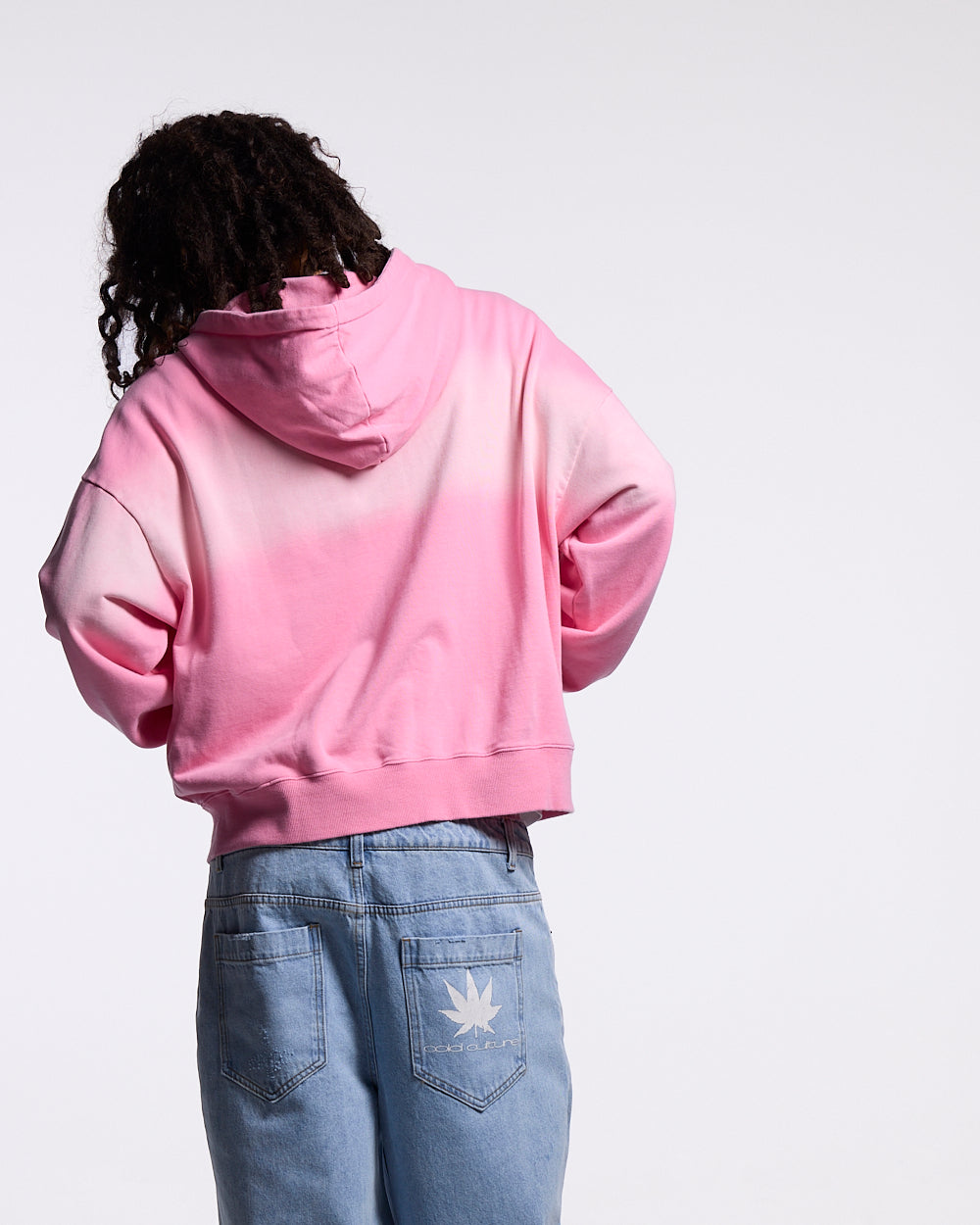 CROSSED SCRIPT ZIP HOODIE PINK