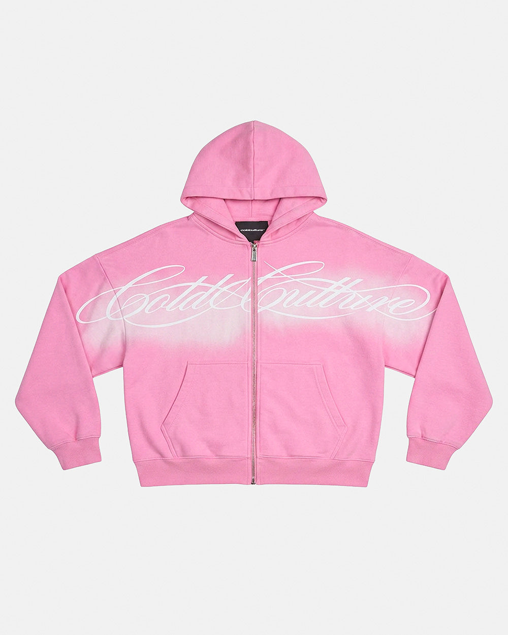 CROSSED SCRIPT ZIP HOODIE PINK