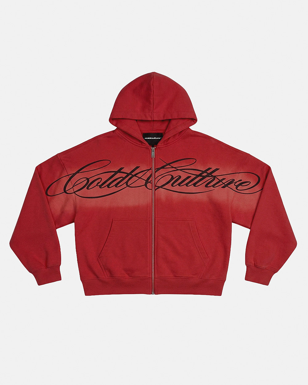 CROSSED SCRIPT ZIP HOODIE RED