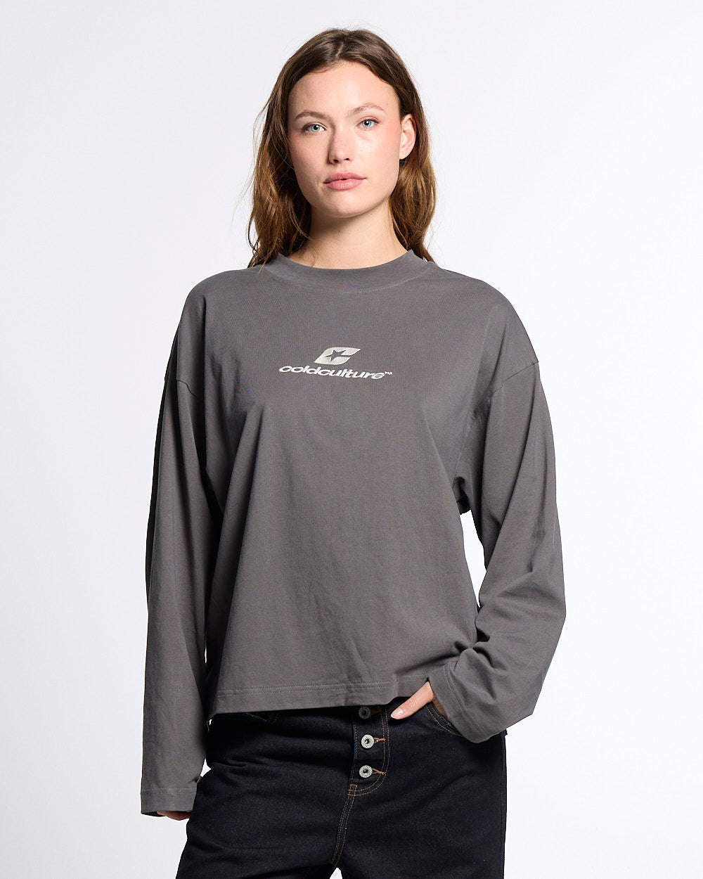 TARTAN DISTRESS CURVED LONGSLEEVE BLACK