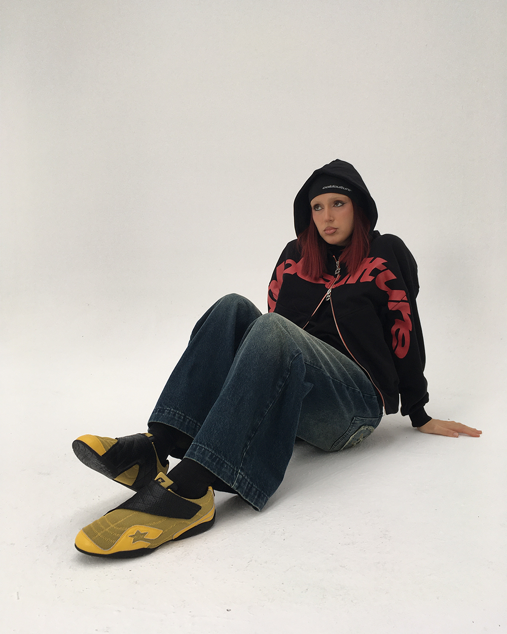 DOWN TO LUCK HOODIE BLACK AND WHITE