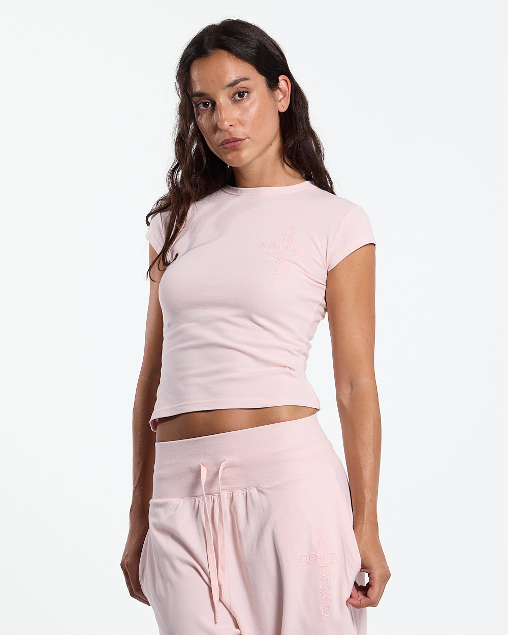 CROSSED BABY TEE WOMAN PINK