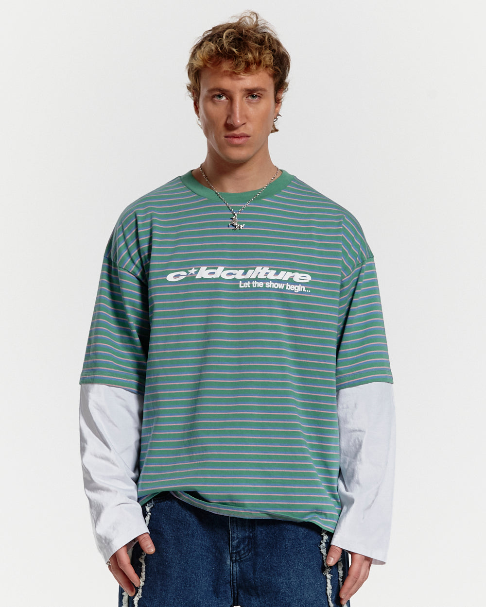 SHOW LONGSLEEVE TEE ASH GREEN/STRIPES