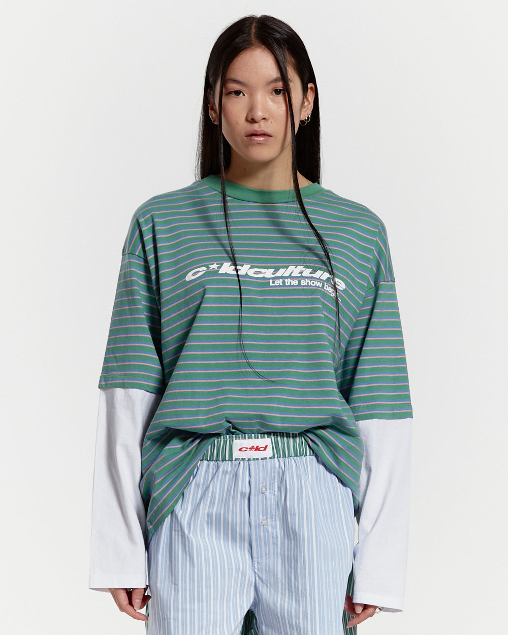 SHOW LONGSLEEVE TEE ASH GREEN/STRIPES