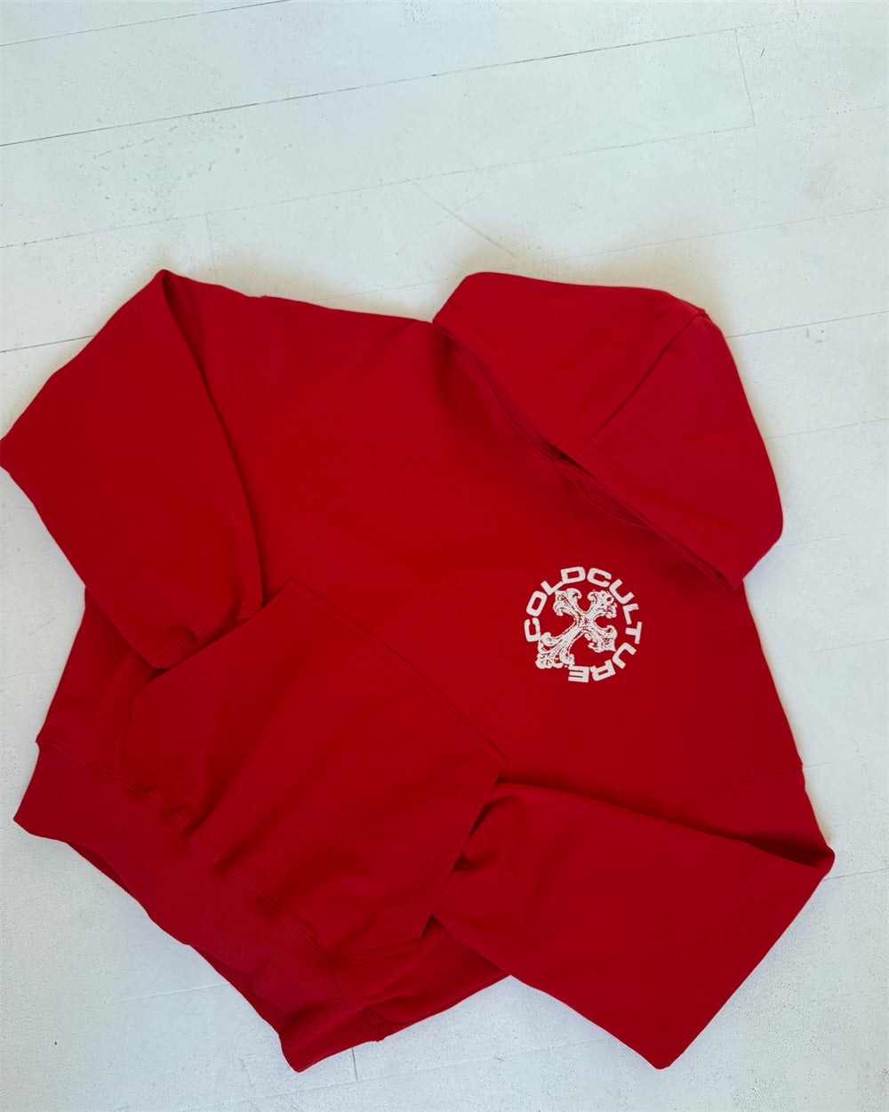 DISCHARGE HOODIE RED - Cold Culture