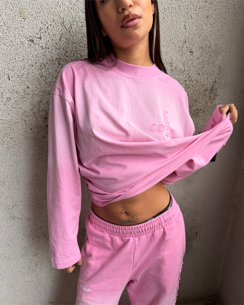 CROSSED LONGSLEEVE PINK