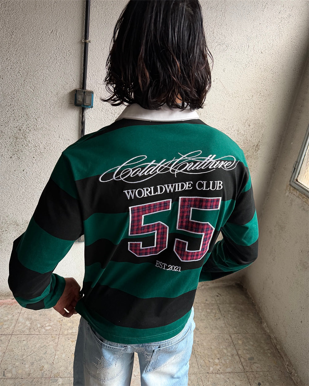 WINDSOR LONGSLEEVE POLO BLACK AND GREEN