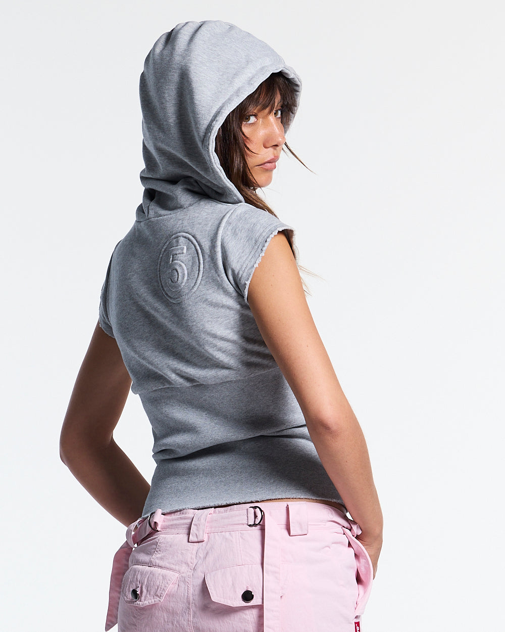 HOODED BABY ZIP TEE HEATHER GREY