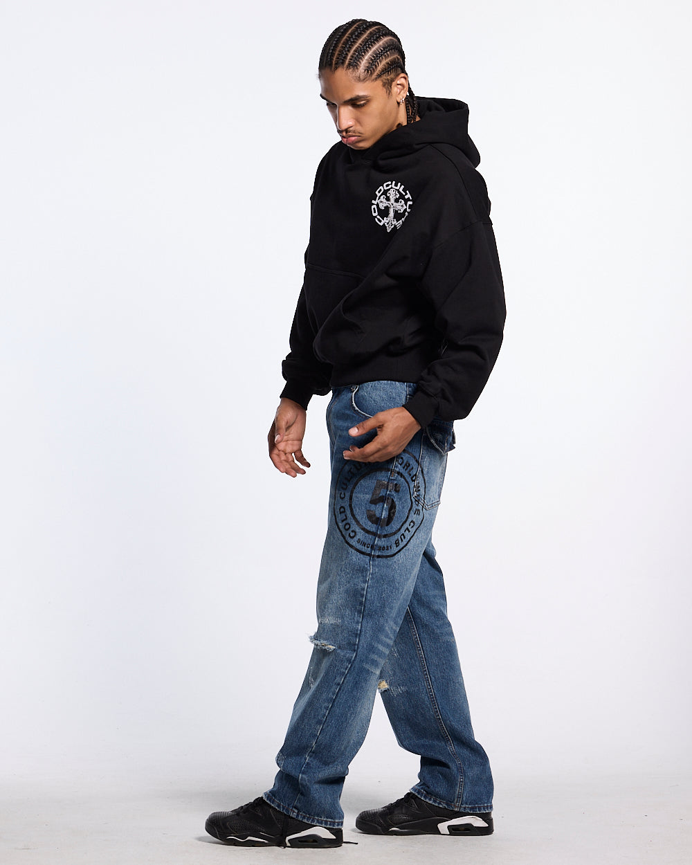 DISCHARGE HOODIE BLACK