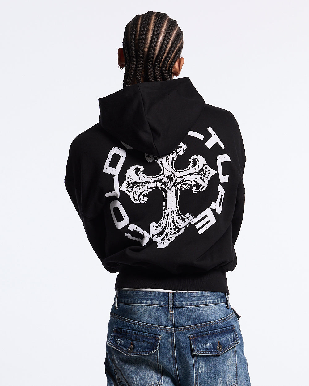 DISCHARGE HOODIE BLACK