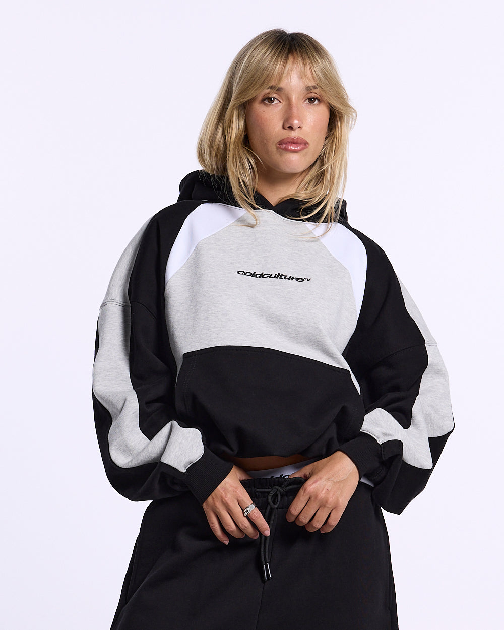 SPEED SPOKE HOODIE BLACK AND HEATHER GREY - Cold Culture #woman