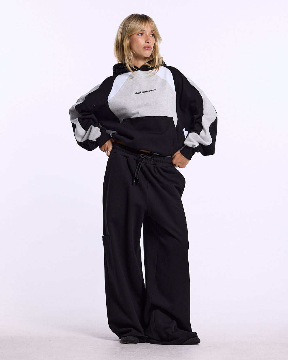 SPEED SPOKE HOODIE BLACK AND HEATHER GREY - Cold Culture #woman