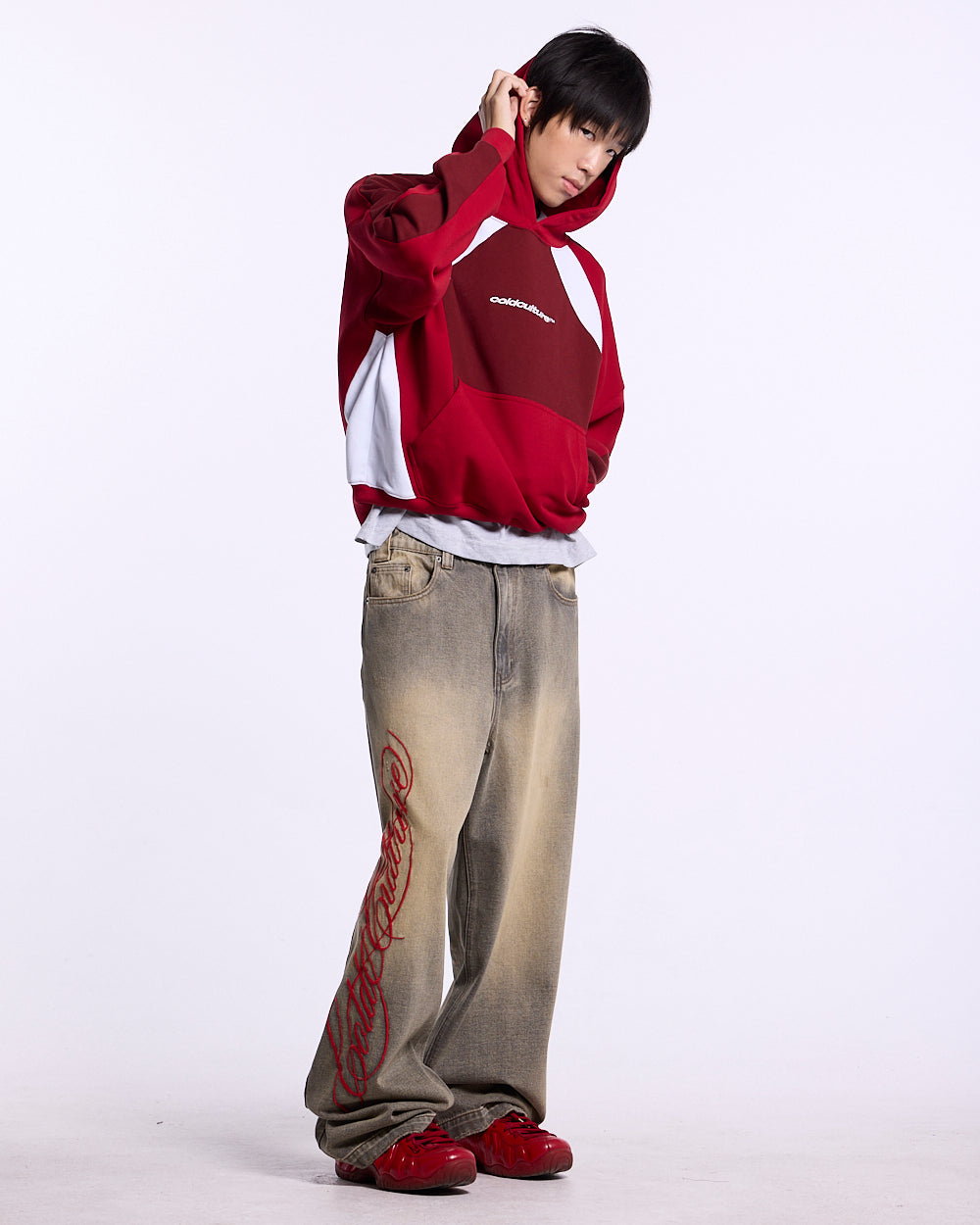SPEED SPOKE HOODIE RED AND BURGUNDY - Cold Culture #man