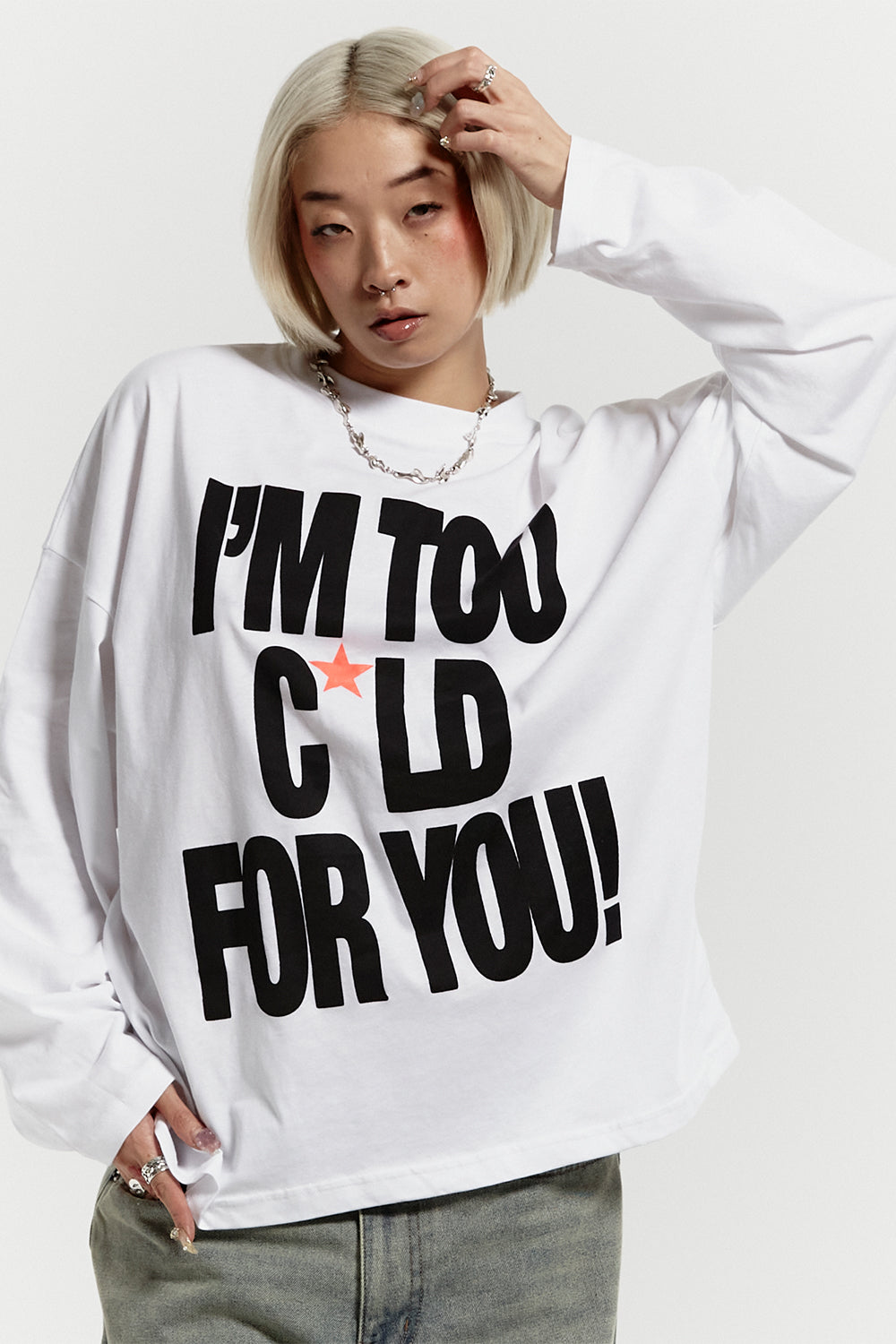 IM TOO COLD LONGSLEEVE TEE WHITE