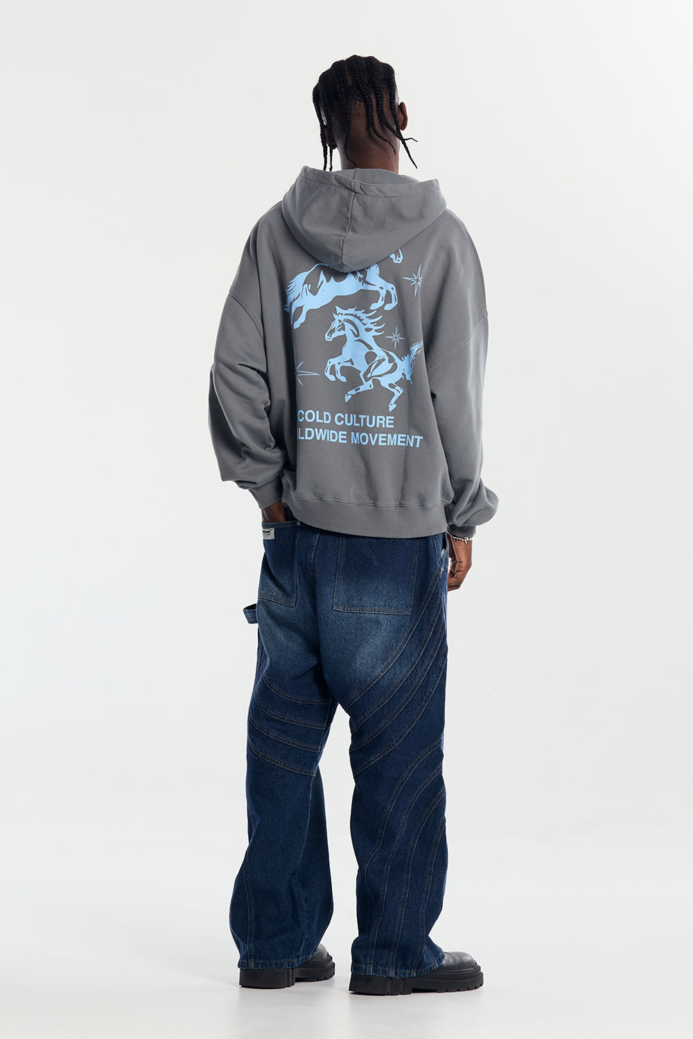 HORSES HOODIE MEDIUM BLUE