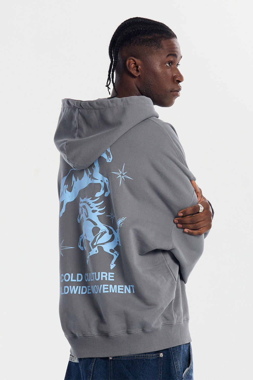 HORSES HOODIE MEDIUM BLUE