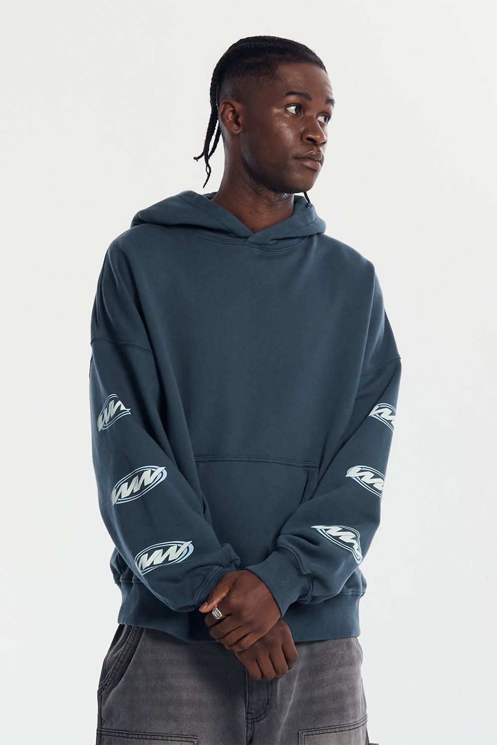 WORLDWIDE CIRCLE HOODIE SLATE BLUE