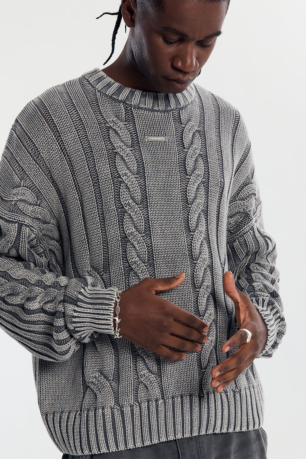 PATTERNED KNIT DUST GREY