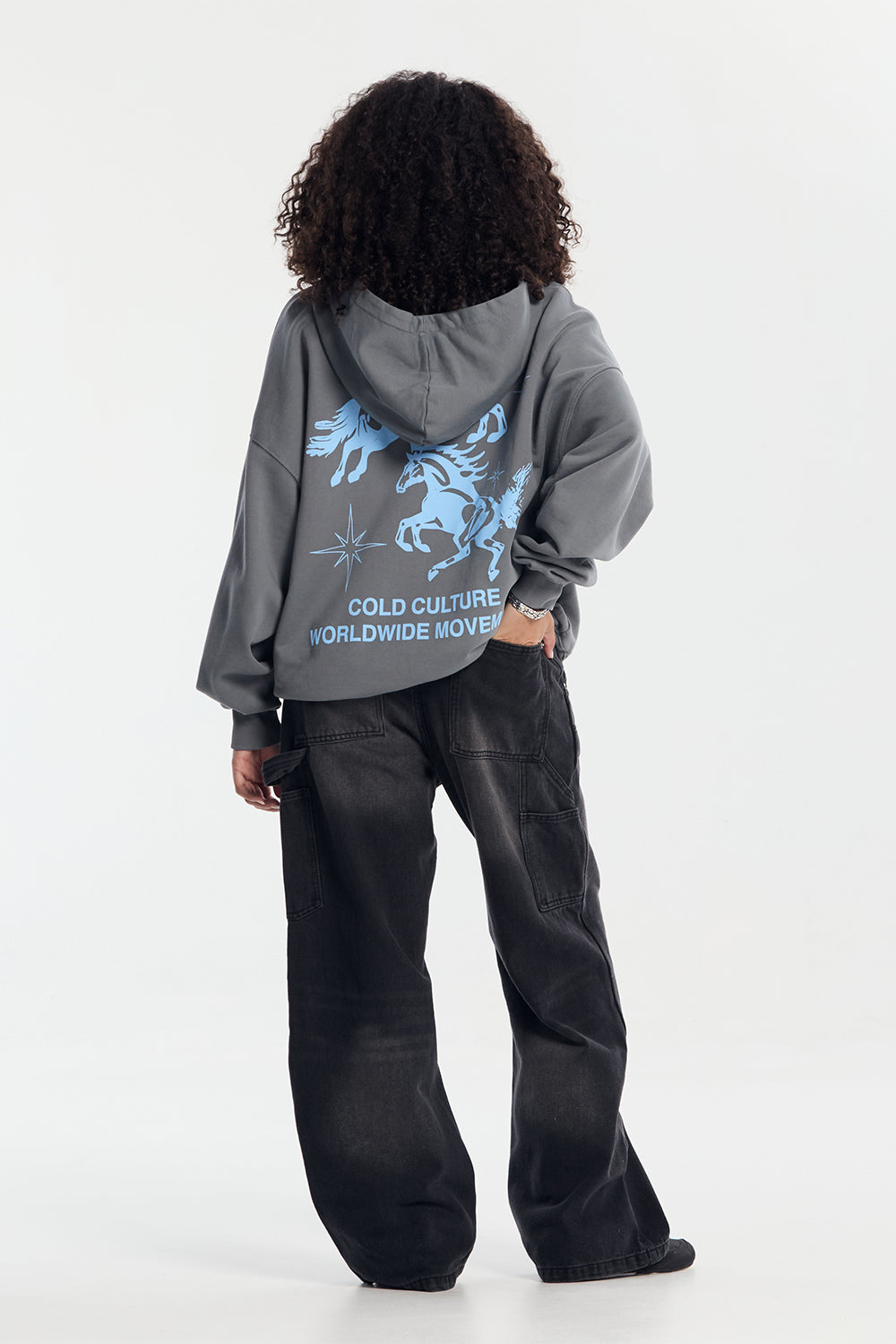 HORSES HOODIE MEDIUM BLUE