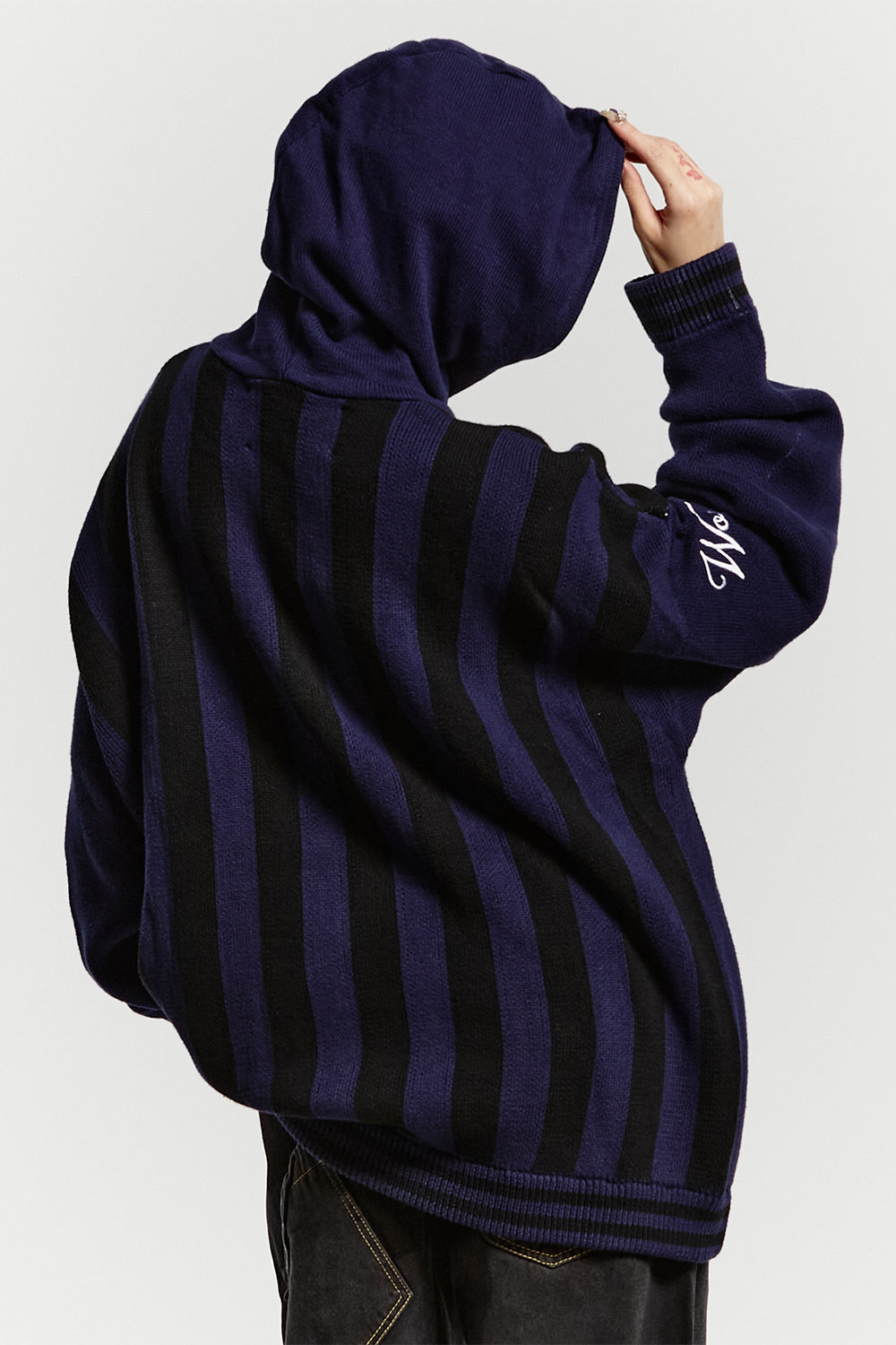 STRUCTURE KNIT HOODIE MIDNIGHT BLUE