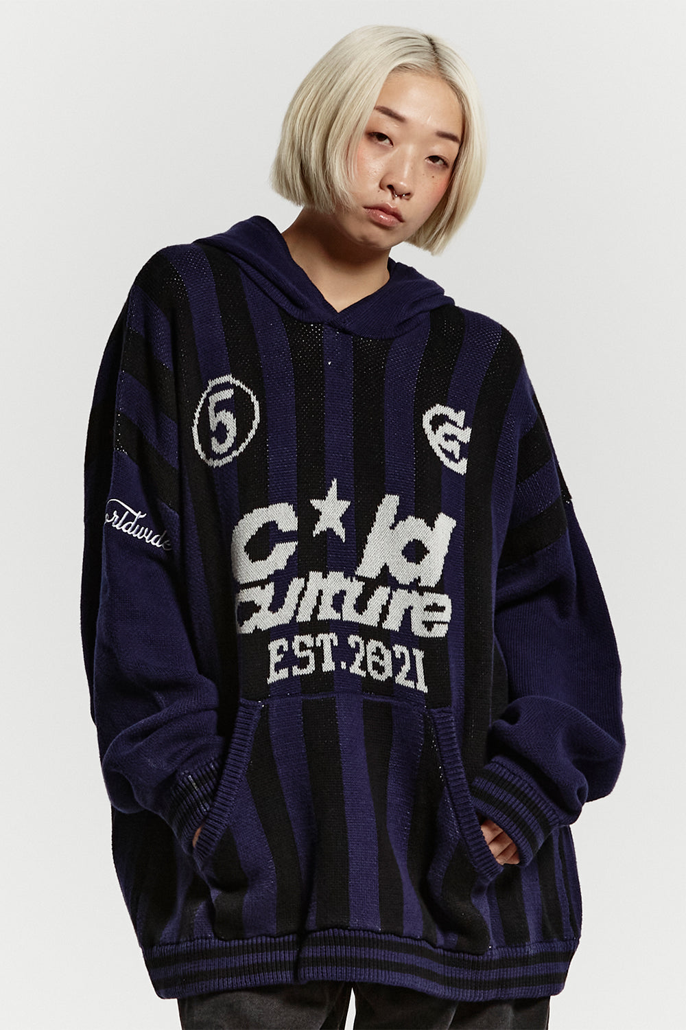 STRUCTURE KNIT HOODIE MIDNIGHT BLUE