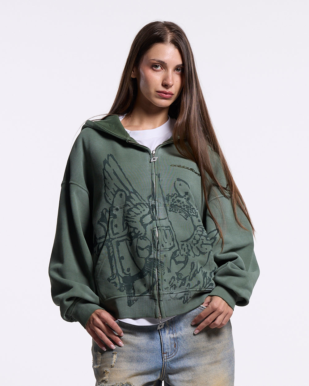 EAGLE ZIP HOODIE GREEN