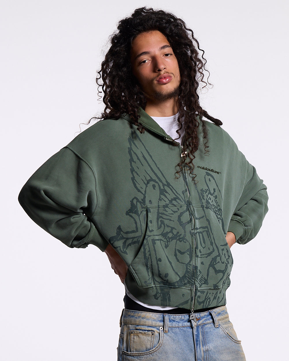 EAGLE ZIP HOODIE GREEN
