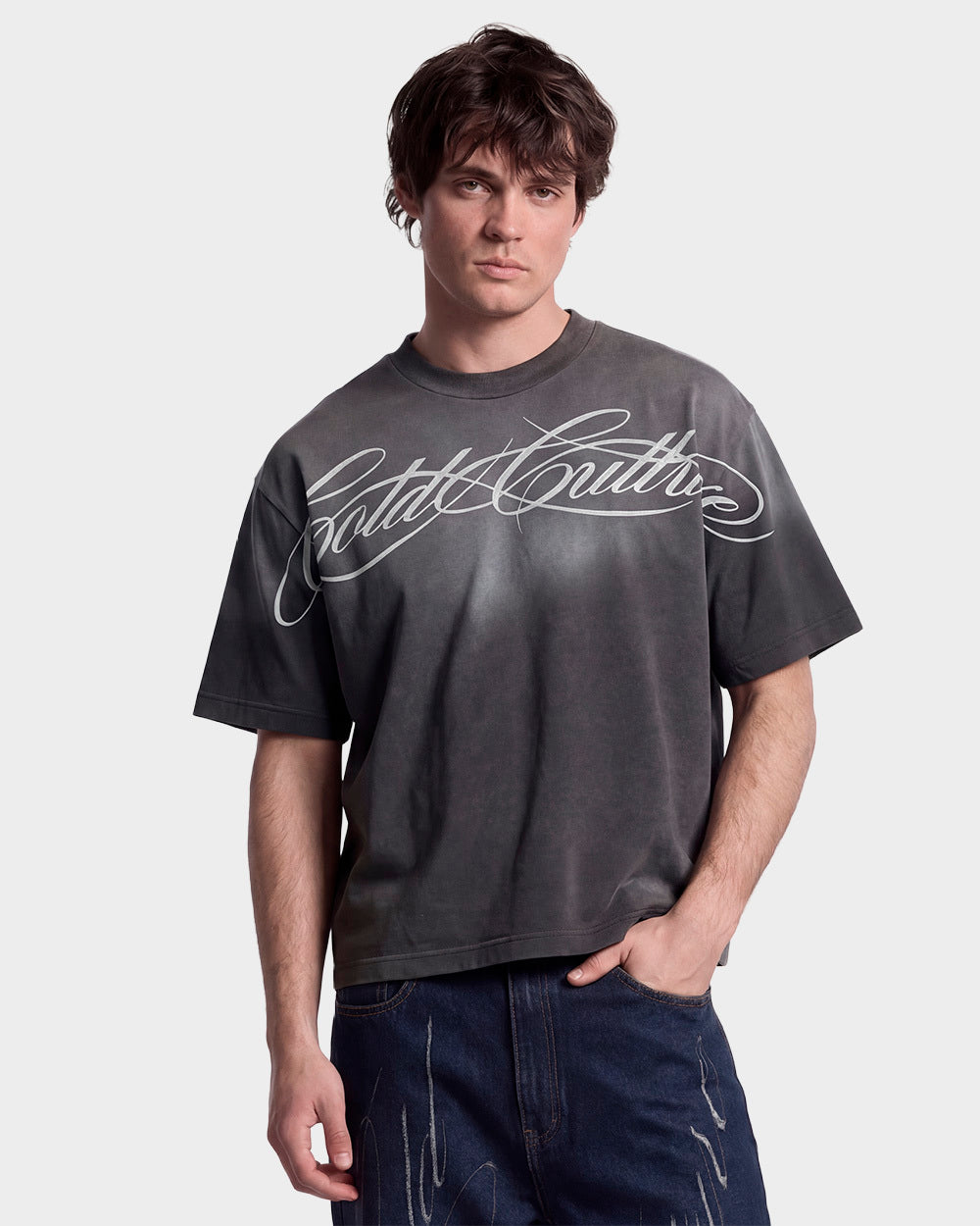 CROSSED SCRIPT TEE BLACK