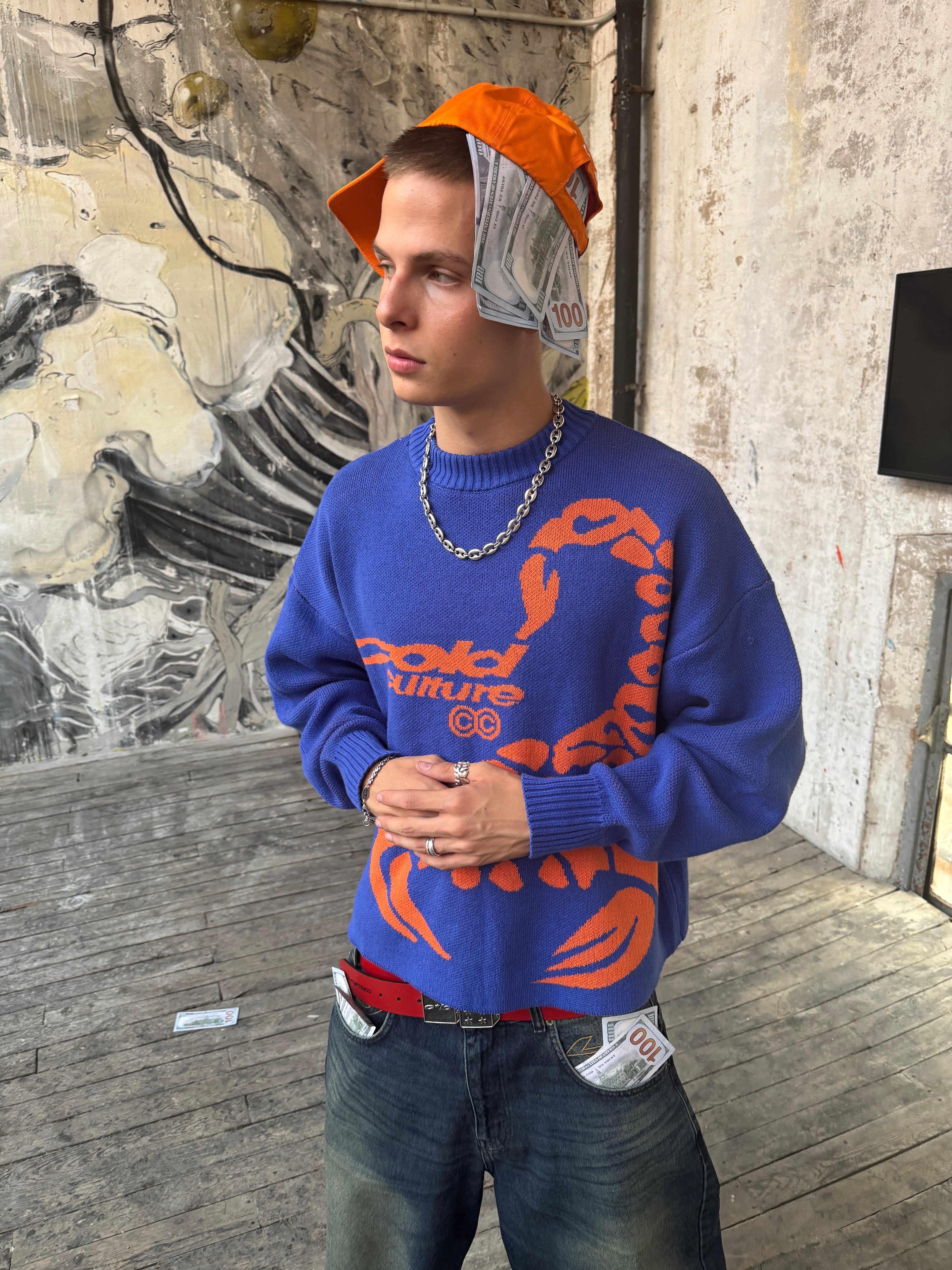 POISON KNIT BLUE AND ORANGE