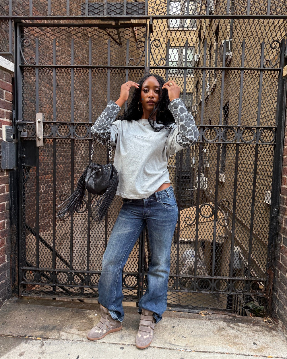 TABBY DOUBLE LONGSLEEVE TEE HEATHER GREY