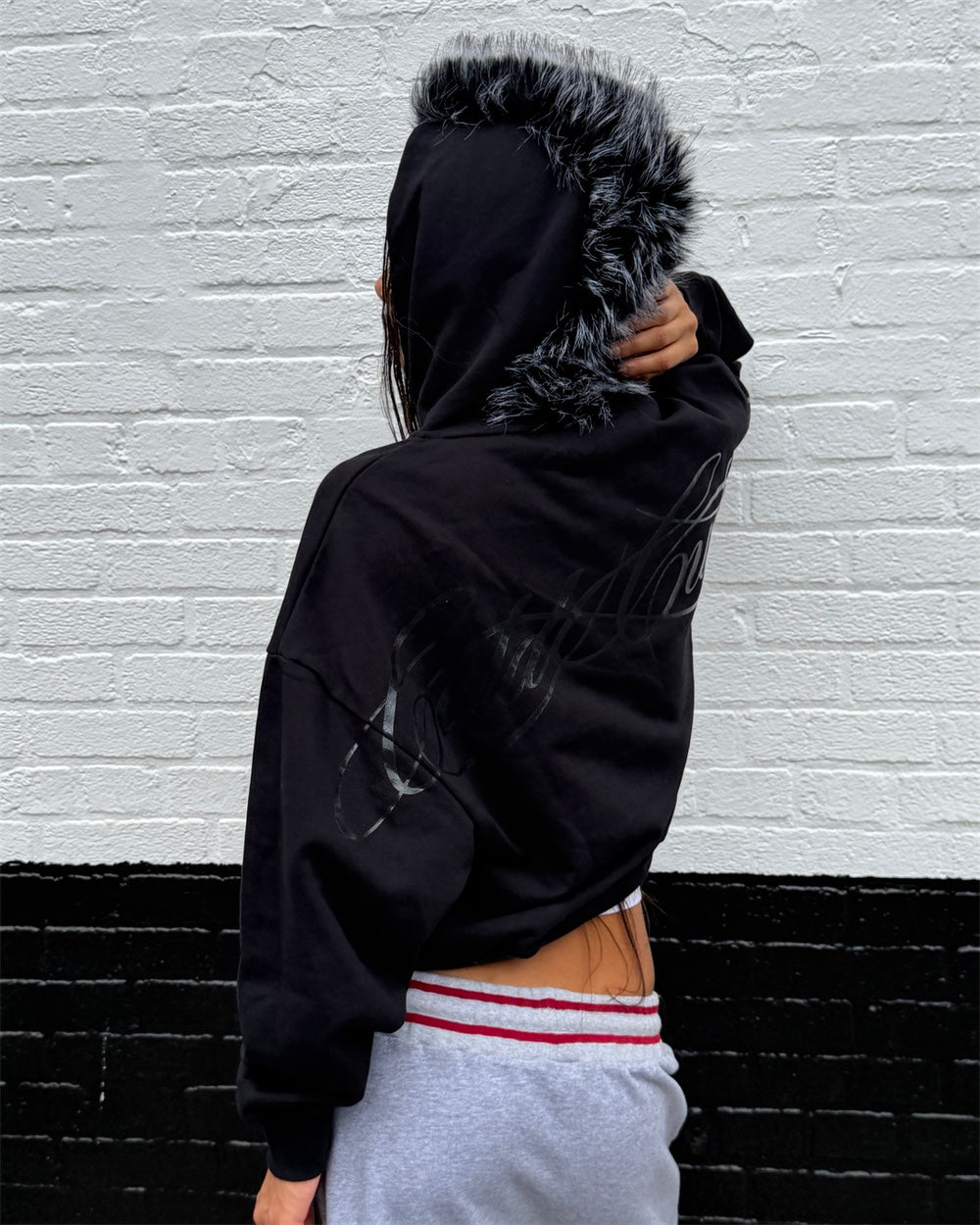 HAIRY HOODIE BLACK