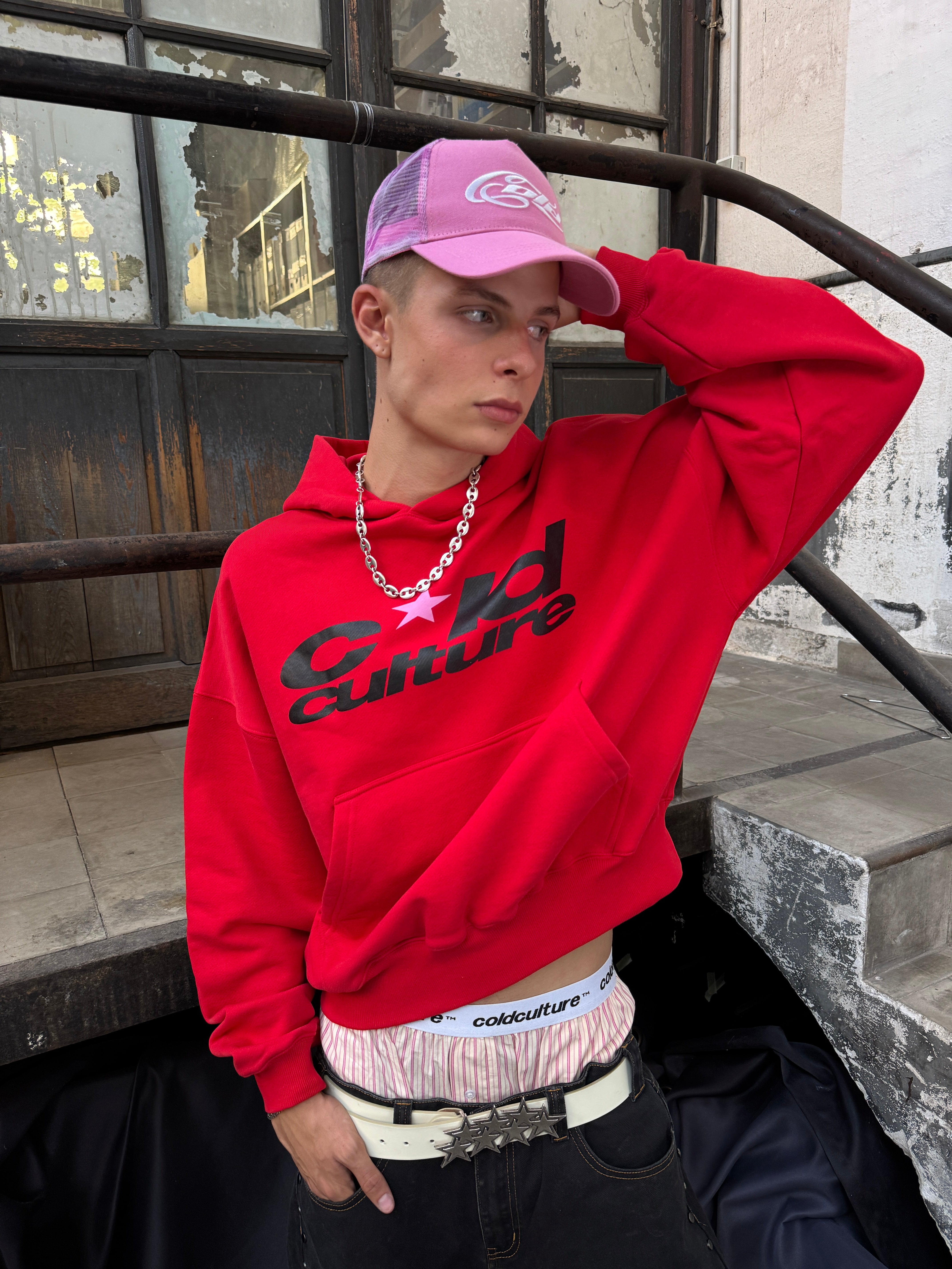 COSMIC HOODIE RED AND BLACK