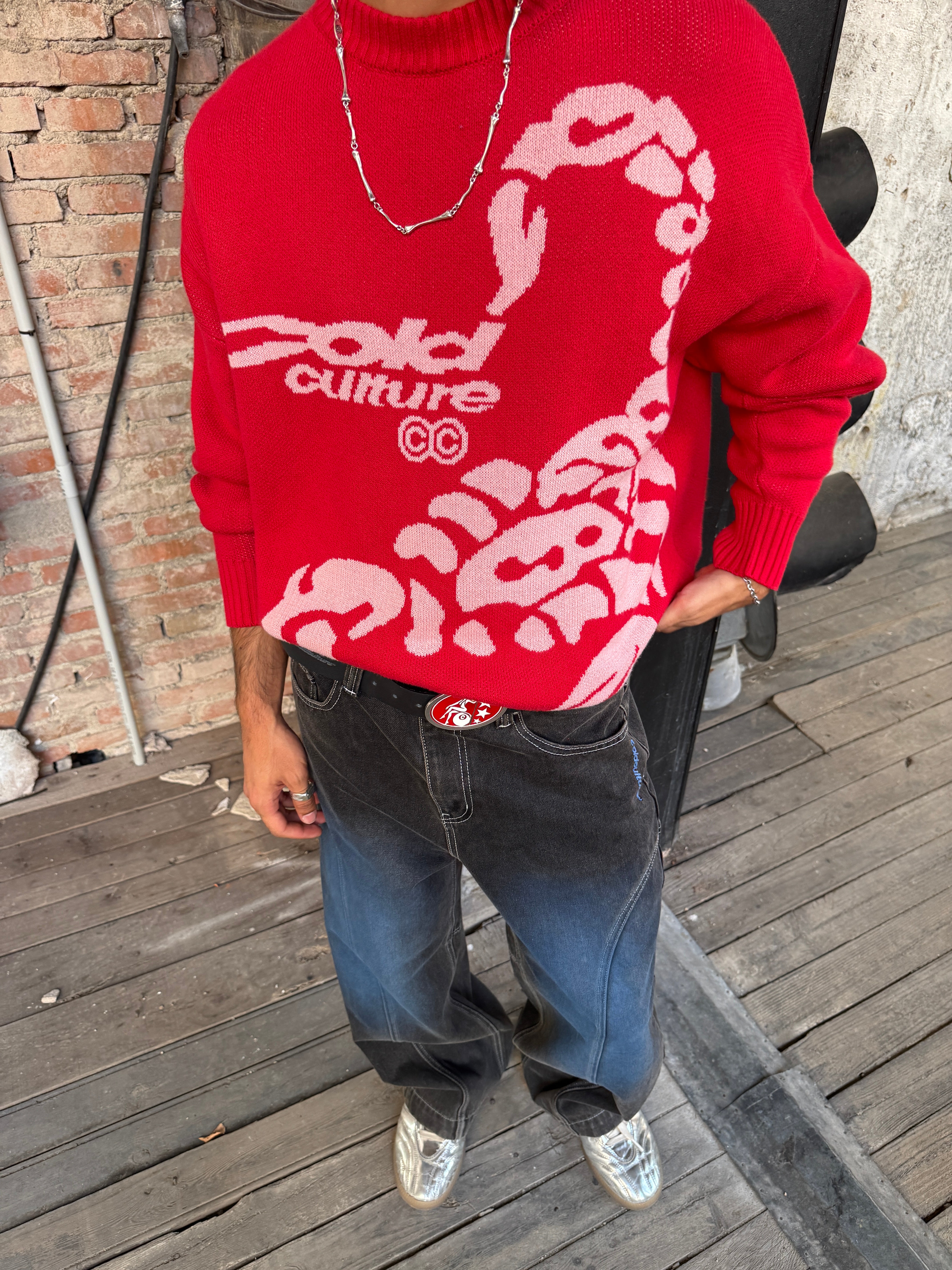 POISON KNIT RED AND SALMON
