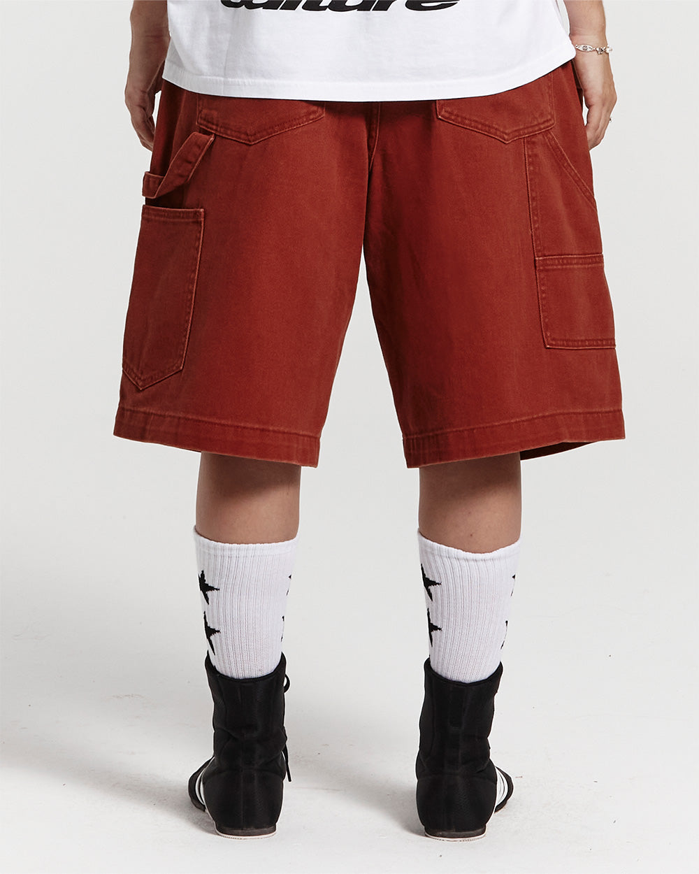 DOUBLE KNEE SHORTS WASHED COPPER DENIM