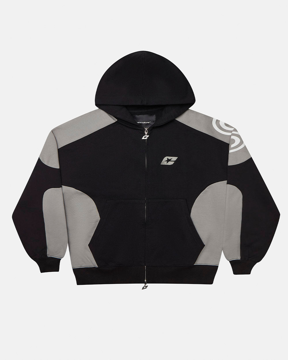 RIDER ZIP HOODIE BLACK & GREY