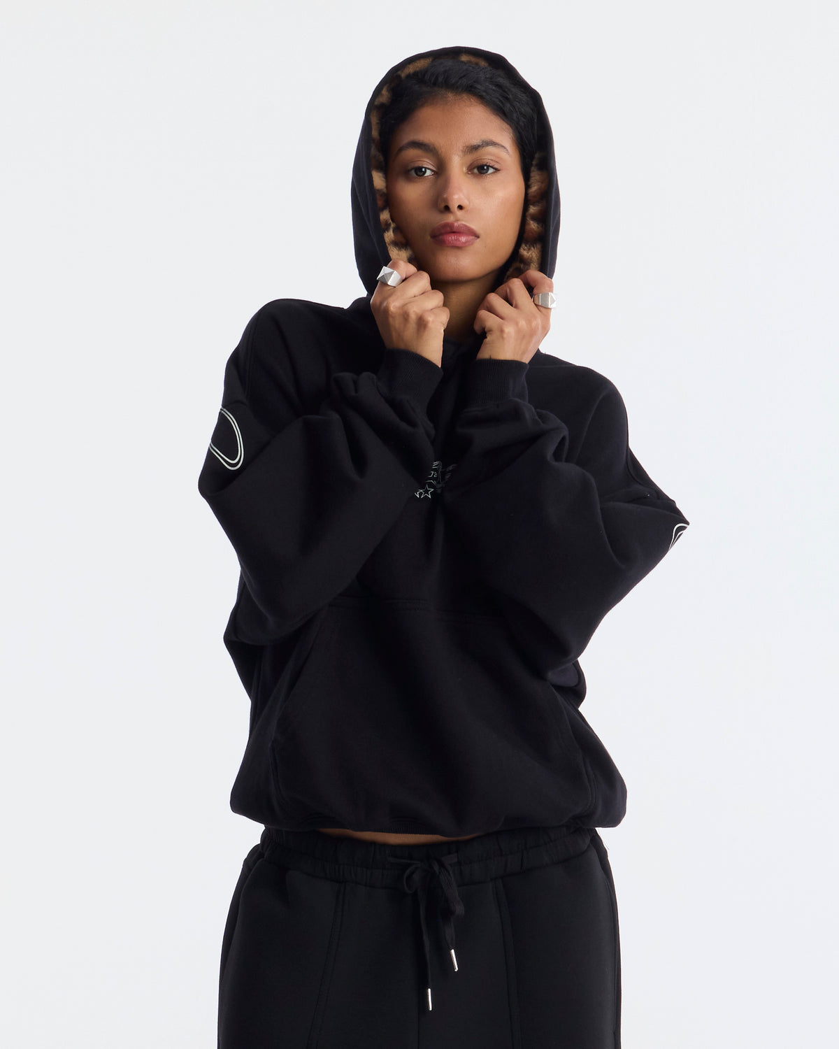 WILD LEOPARD HOODIE BLACK - Cold Culture #woman