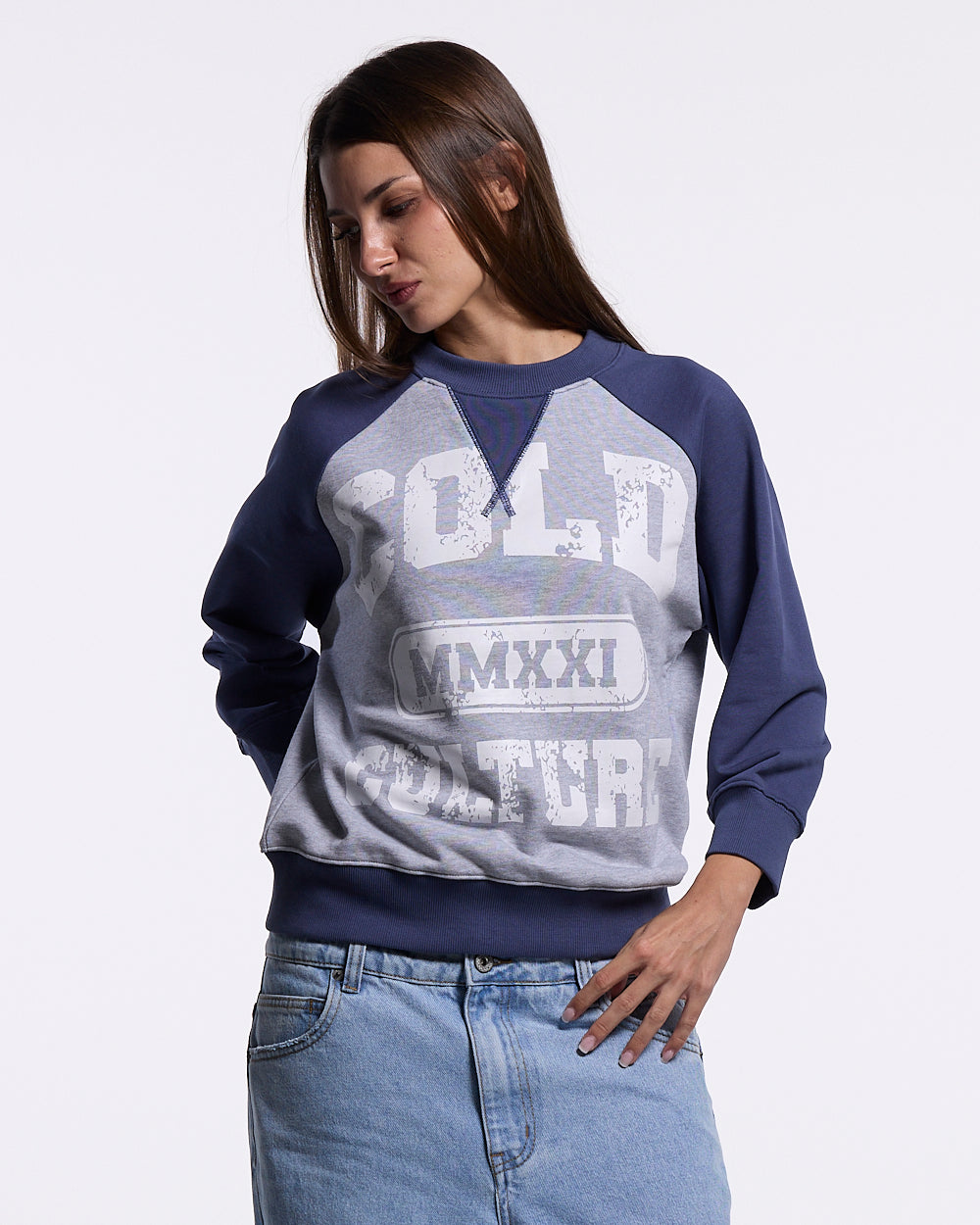 EST.2021 CREWNECK HEATHER GREY AND NAVY