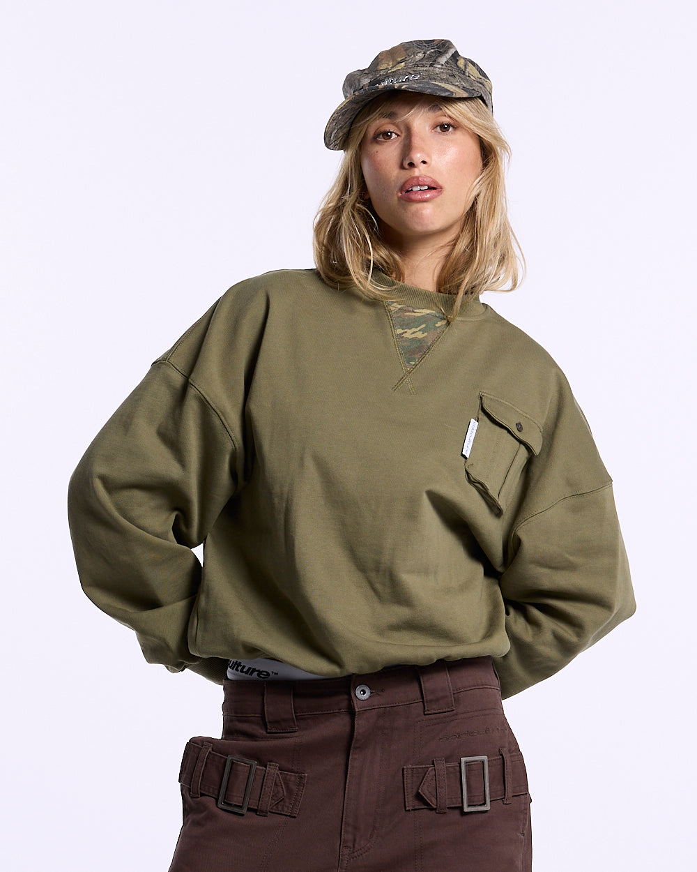 AUTHORITY CREWNECK MILITAR GREEN - Cold Culture #woman
