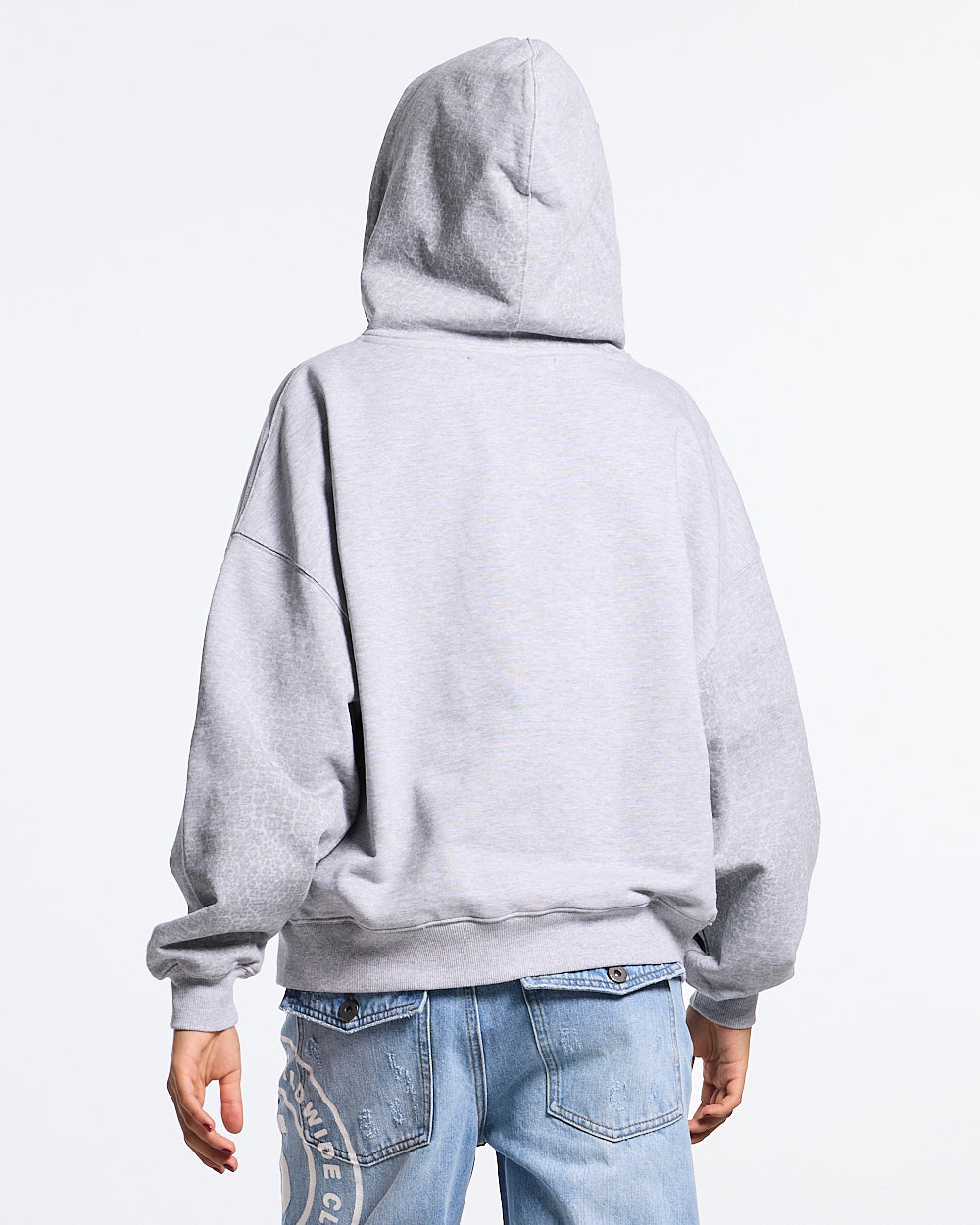 STRIPE ZIP HOODIE HEATHER GREY