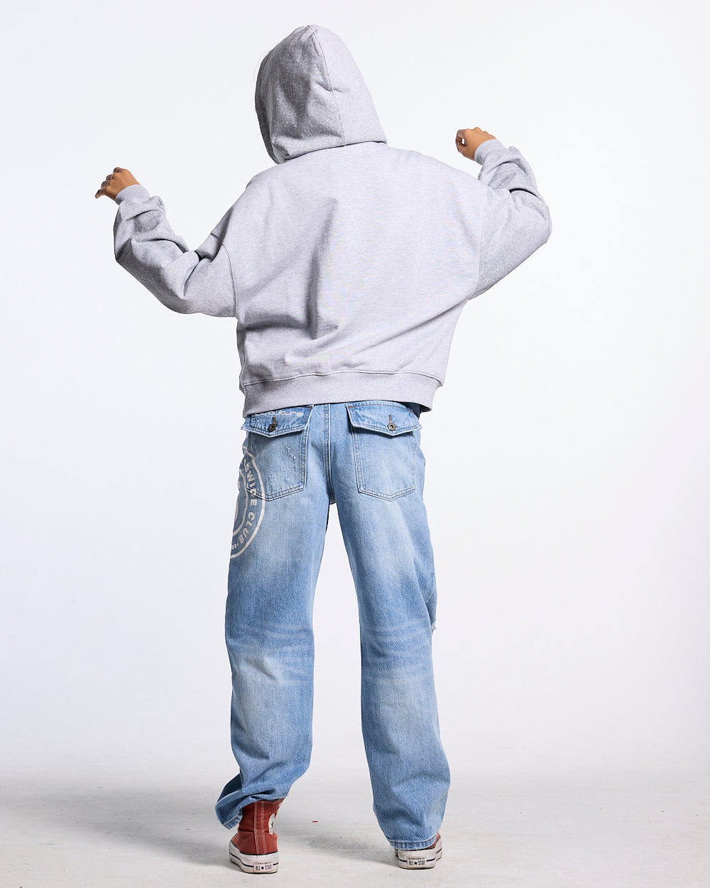 STRIPE ZIP HOODIE HEATHER GREY