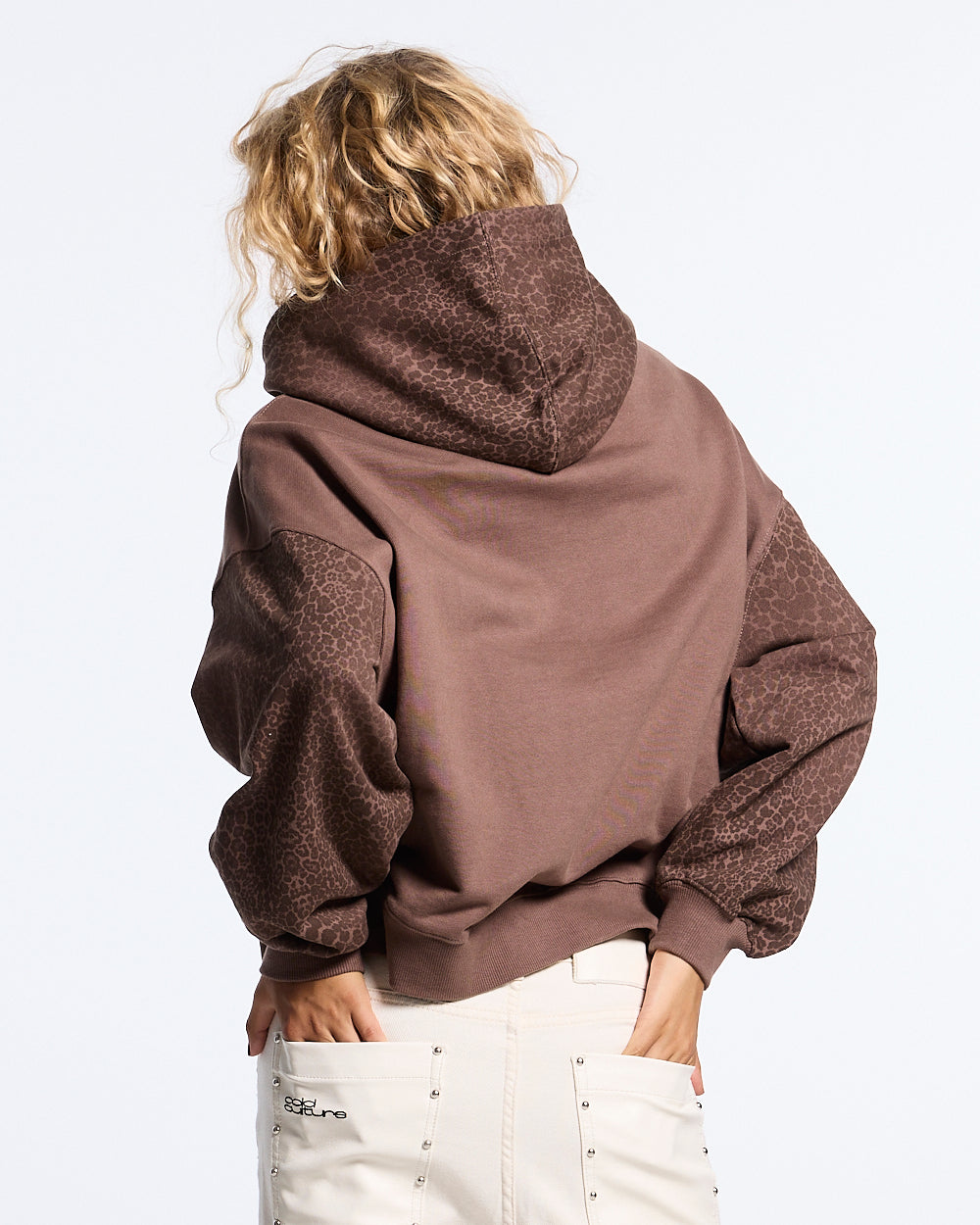 STRIPE ZIP HOODIE BROWN