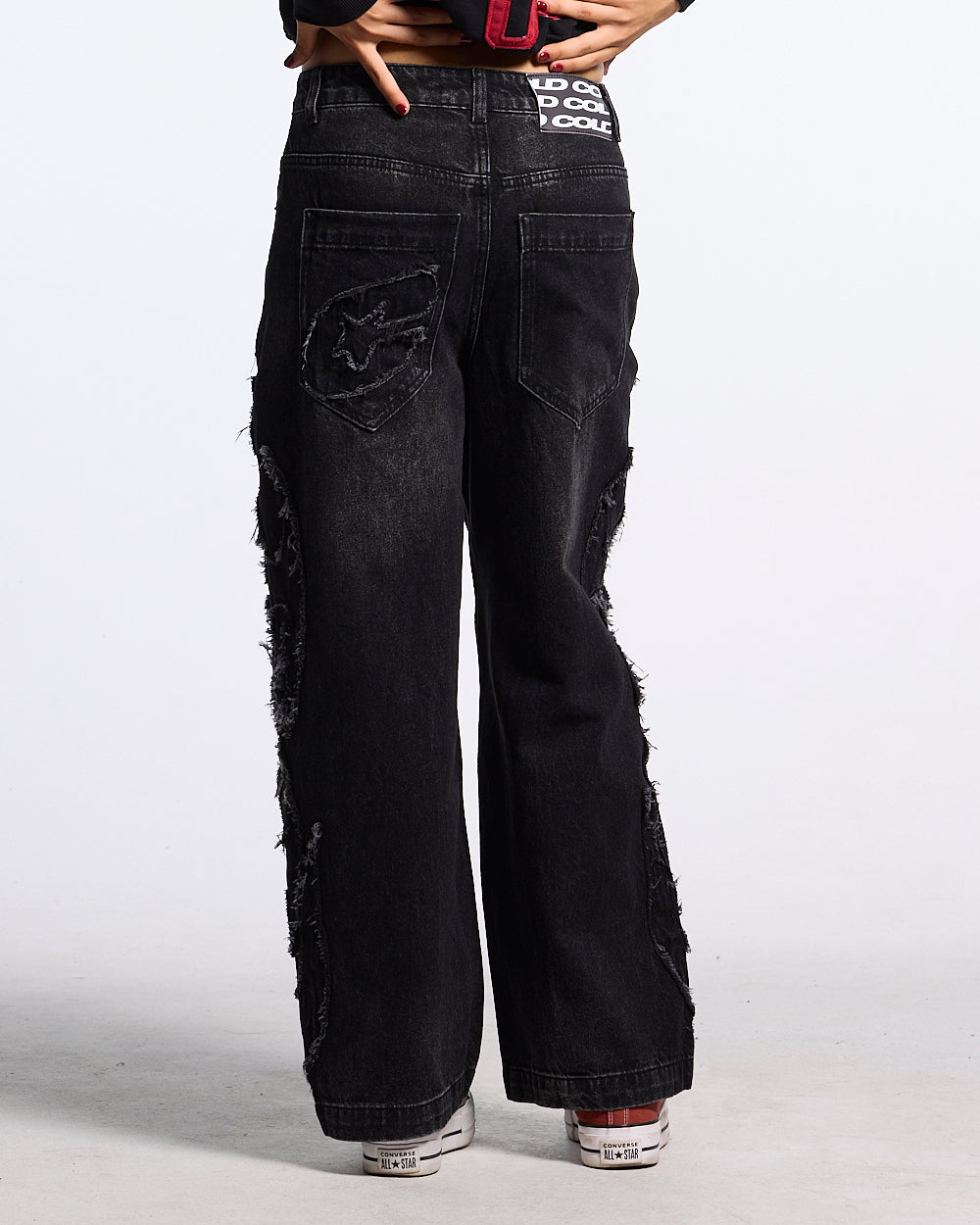 TRIBAL DISTRESSED PANTS BLACK