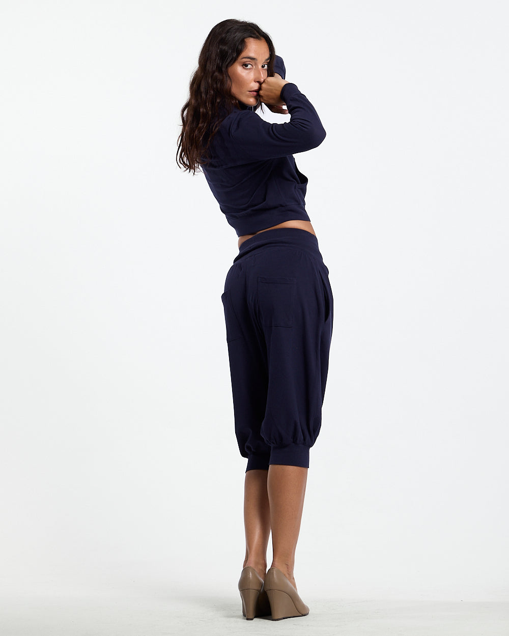 CROSSED ZIP HOODIE WOMAN NAVY