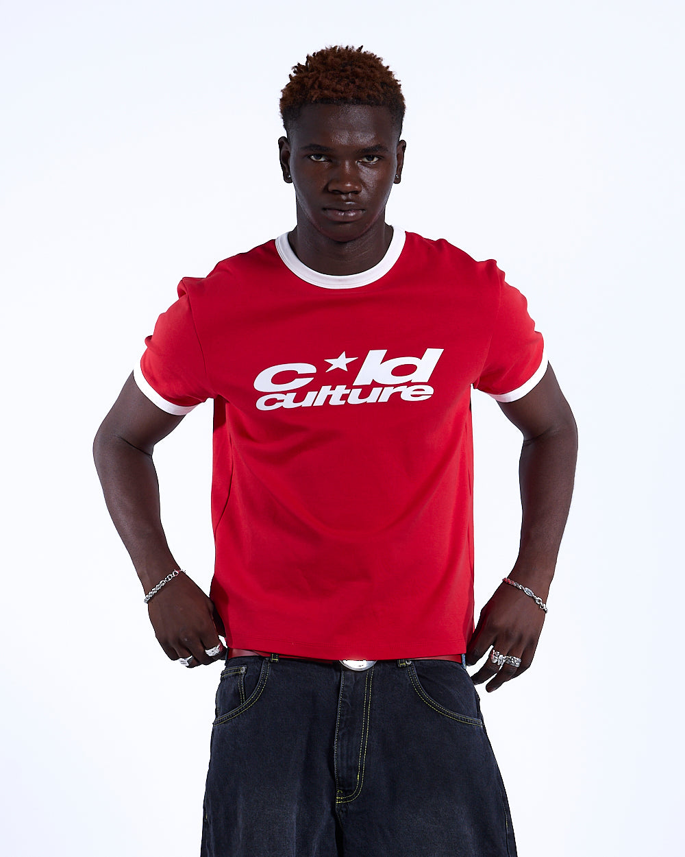 HARPER TEE RED AND WHITE